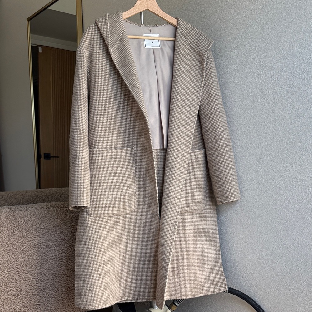 Belle & Bloom Women's Beige Hooded Long Coat